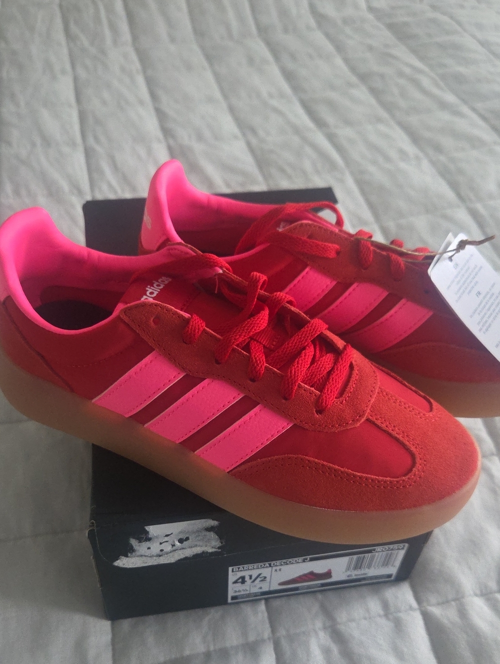 adidas Women's Red & Hot Pink Suede Barreda Decode J Low-Top Sneakers